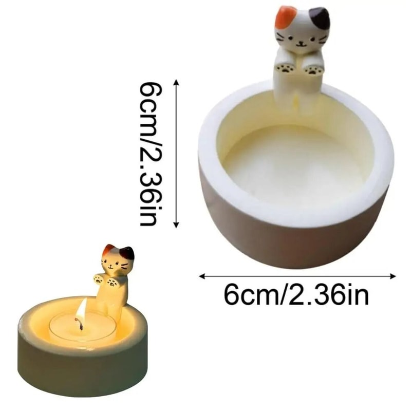 Cute Kitten Candle Holder With HandWarming Paws Design 7