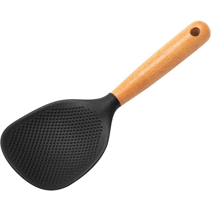 HeatResistant Silicone Rice Shovel With Ergonomic WoodFinish Handle 9