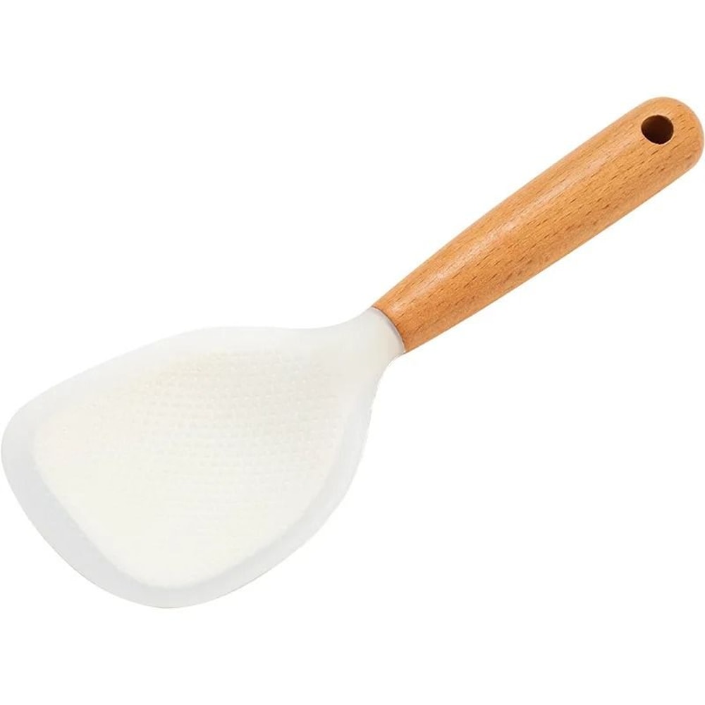 HeatResistant Silicone Rice Shovel With Ergonomic WoodFinish Handle 10