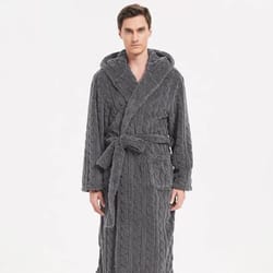 fall and winter mens warm robe pajamas shu cotton velvet jacquard hooded couple robe
