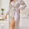 Womens Elegant Silk Robe Floral Print Loose Fit Long Sleeve Breathable Loungewear 10