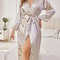 Womens Elegant Silk Robe Floral Print Loose Fit Long Sleeve Breathable Loungewear 10