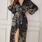 Womens Elegant Silk Robe Floral Print Loose Fit Long Sleeve Breathable Loungewear 7