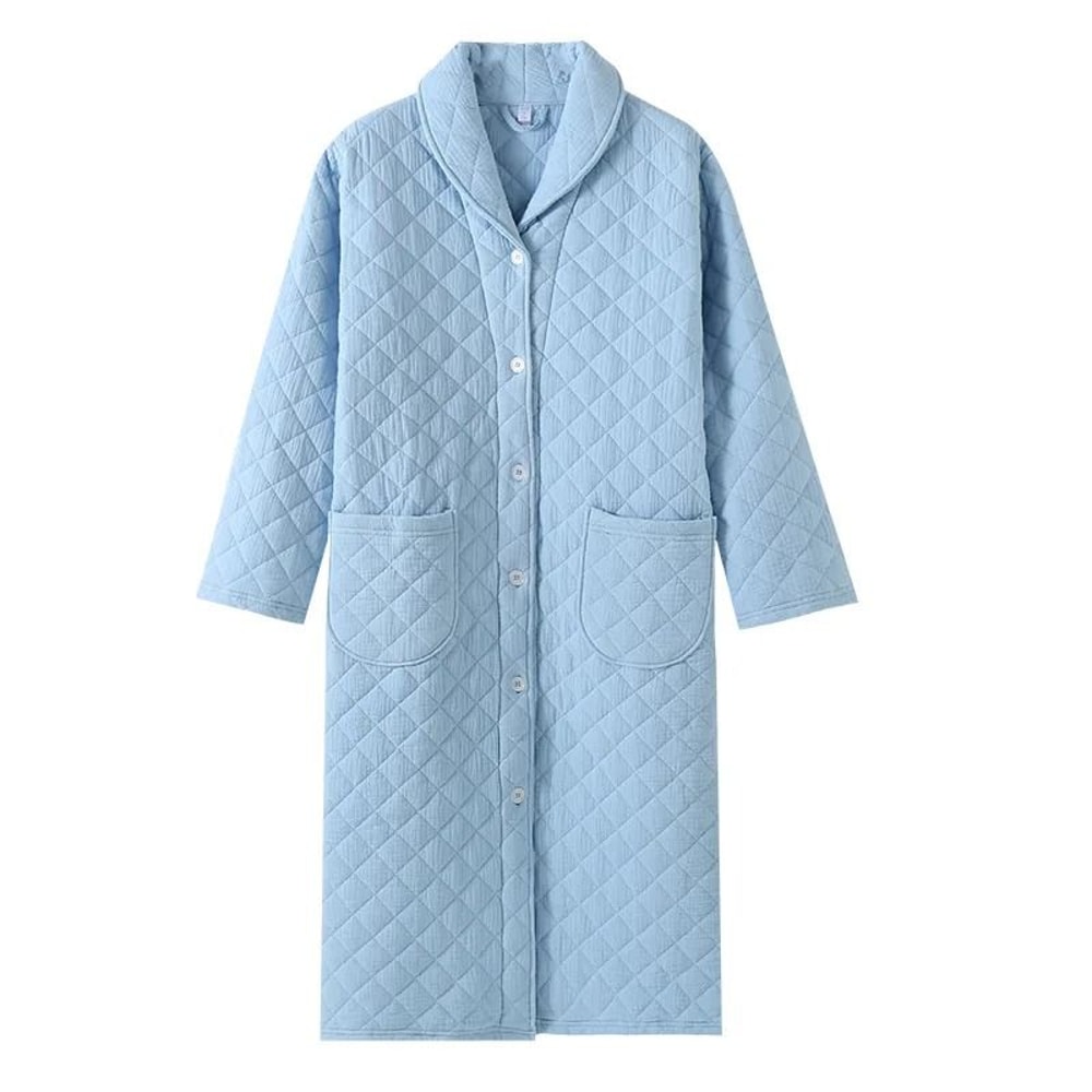 Autumn Winter Women Warm Cotton With Filler Robe Ladies Bathrobe Long Sleeve Dressing Gown 3