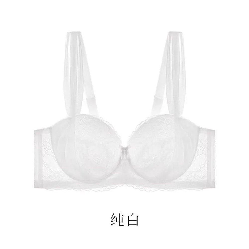 French Lace Bra For Women Big Chest Appears Small Pushup Breast Collection Anti Sagging Lingerie 8