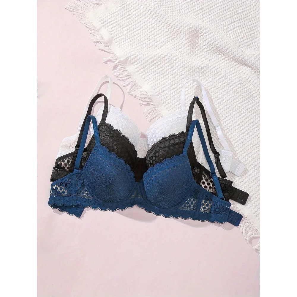 Womens Sexy Lace Comfortable Breathable Underwire PushUp Bra 4