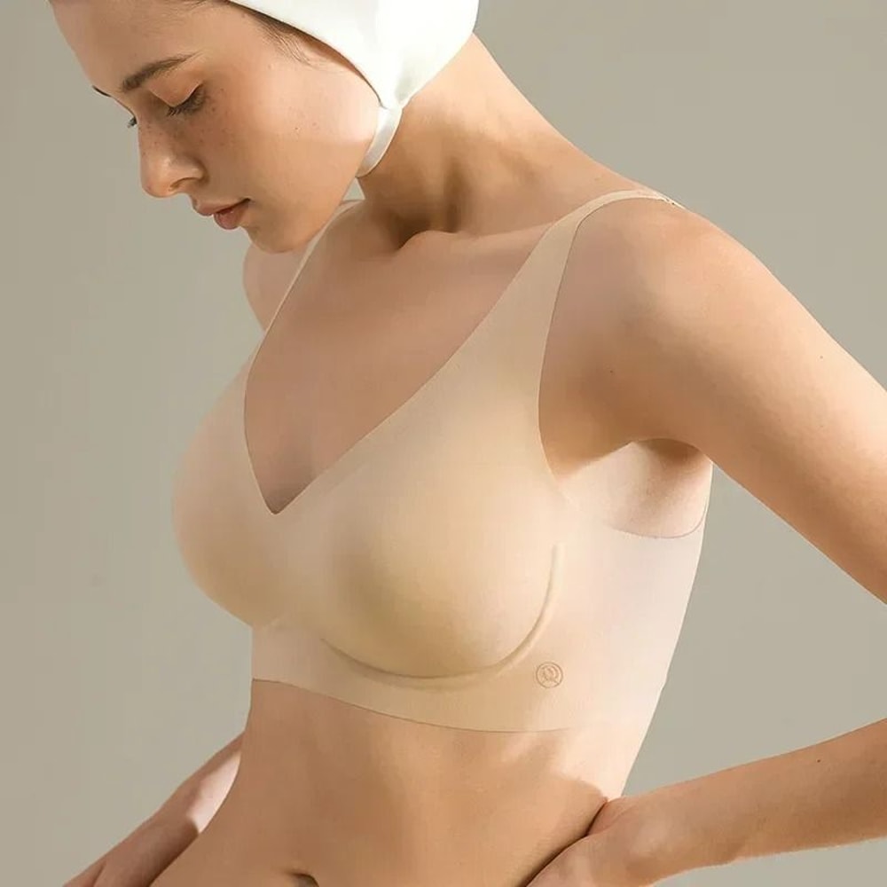 SUJIIN Sexy Seamless Wireless PushUp Padded Soft Support Invisible Lift V Neck Bralette 10