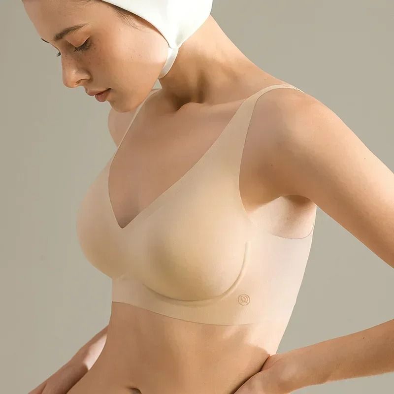 SUJIIN Sexy Seamless Wireless PushUp Padded Soft Support Invisible Lift V Neck Bralette 10