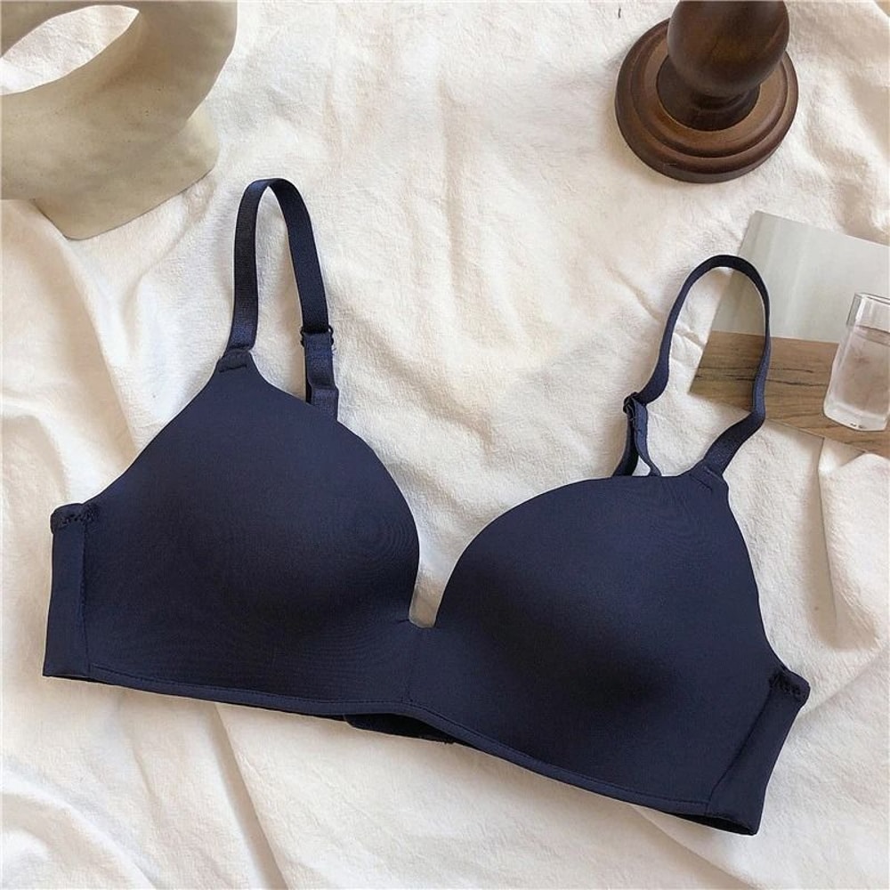 Ice Silk Bra For Women Comfort Wireless Gather Sexy Underwear Push Up Simple Lingerie Seamless Bras 11