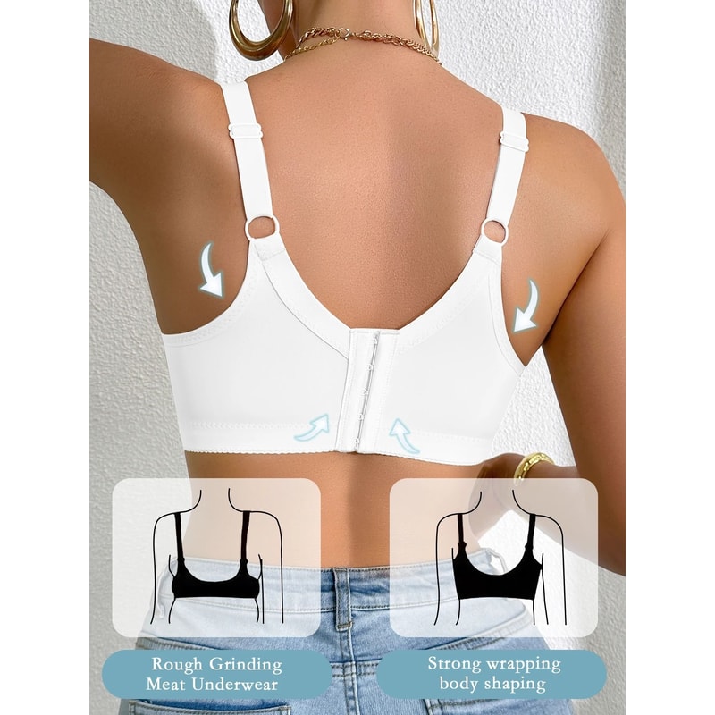 Sexy Womens Lace Splicing Underwire PushUp And Side Breast Minimizing Bra 1