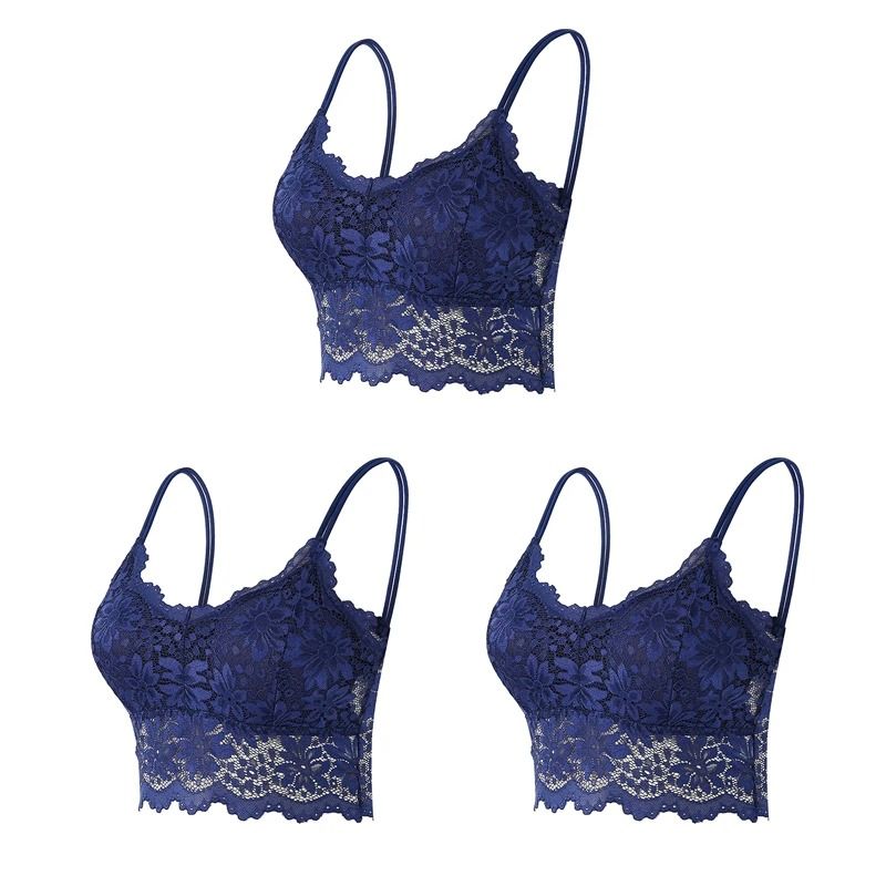Womens Comfortable Lace Bralette Top Wireless Hollow Out Seamless Underwear 10