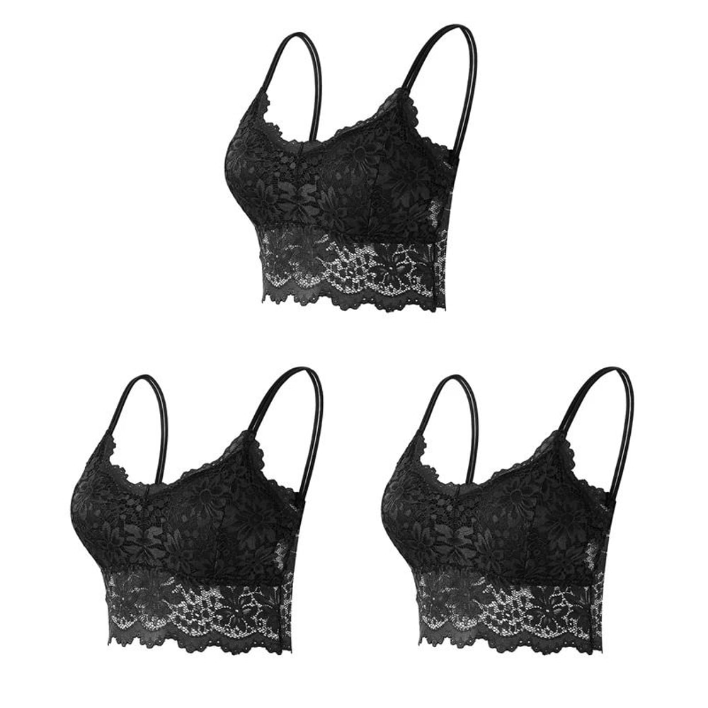 Womens Comfortable Lace Bralette Top Wireless Hollow Out Seamless Underwear 11