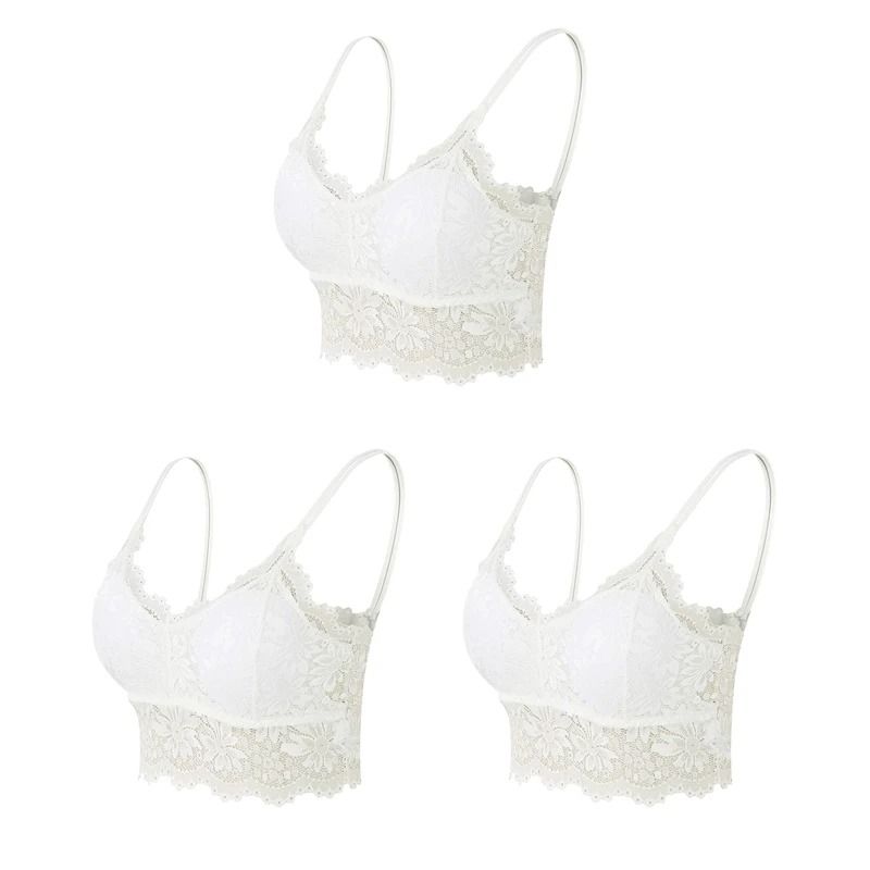 Womens Comfortable Lace Bralette Top Wireless Hollow Out Seamless Underwear 12