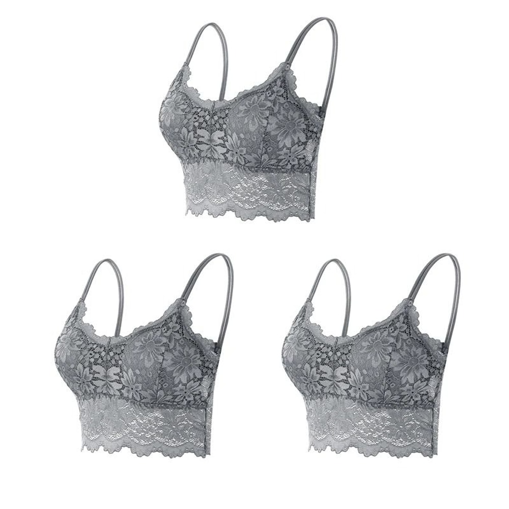 Womens Comfortable Lace Bralette Top Wireless Hollow Out Seamless Underwear 7