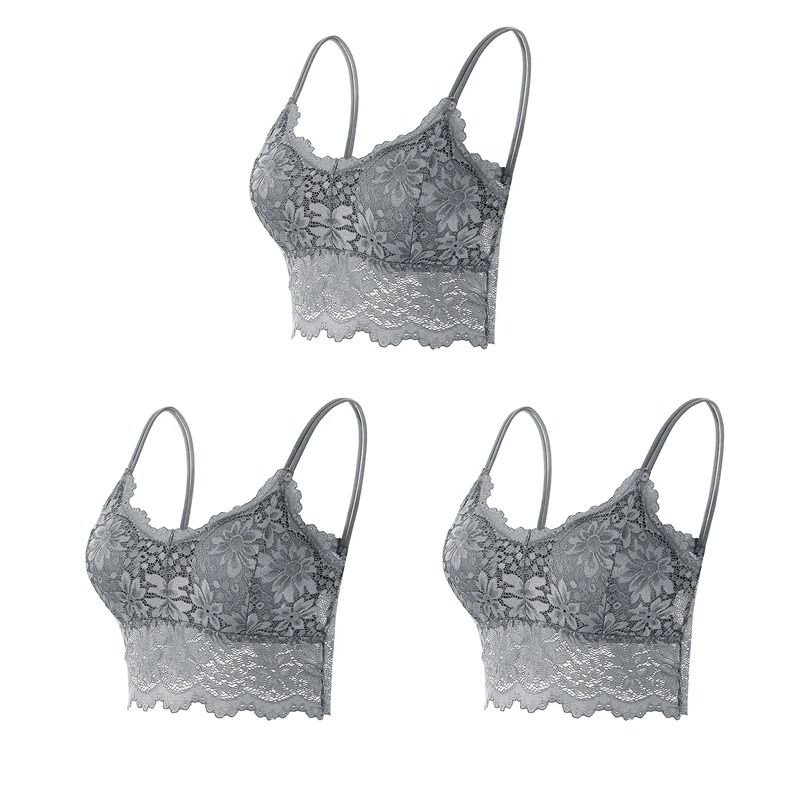 Womens Comfortable Lace Bralette Top Wireless Hollow Out Seamless Underwear 7