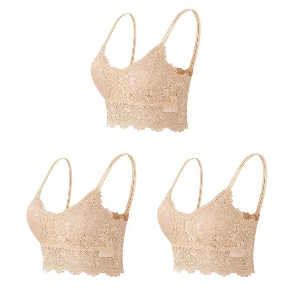 Womens Comfortable Lace Bralette Top Wireless Hollow Out Seamless Underwear 8