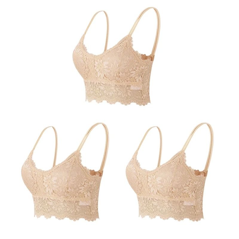 Womens Comfortable Lace Bralette Top Wireless Hollow Out Seamless Underwear 8