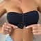 Womens Black Front Buckle Wireless Strapless Soft Ice Silk Traceless Bra 1