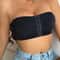 Womens Black Front Buckle Wireless Strapless Soft Ice Silk Traceless Bra 3