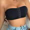 Womens Black Front Buckle Wireless Strapless Soft Ice Silk Traceless Bra 3