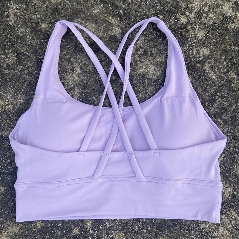Solid Color Fitness Sport Bra Cross Back High Strength Comprehensive Training Top 13