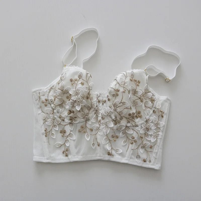 ThreeDimensional Embroidered Lace Fishbone Corset Bralette 6