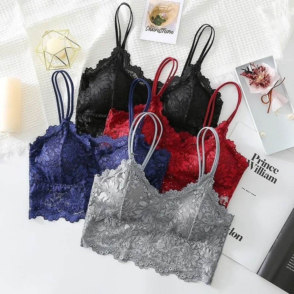 New Womens Seamless Lace Hollow Out Wireless Bralette 2