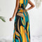 Tropical Print VNeck Cable Knit Fit And Flare Maxi Dress 1