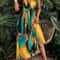 Tropical Print VNeck Cable Knit Fit And Flare Maxi Dress 2