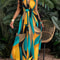 Tropical Print VNeck Cable Knit Fit And Flare Maxi Dress 6