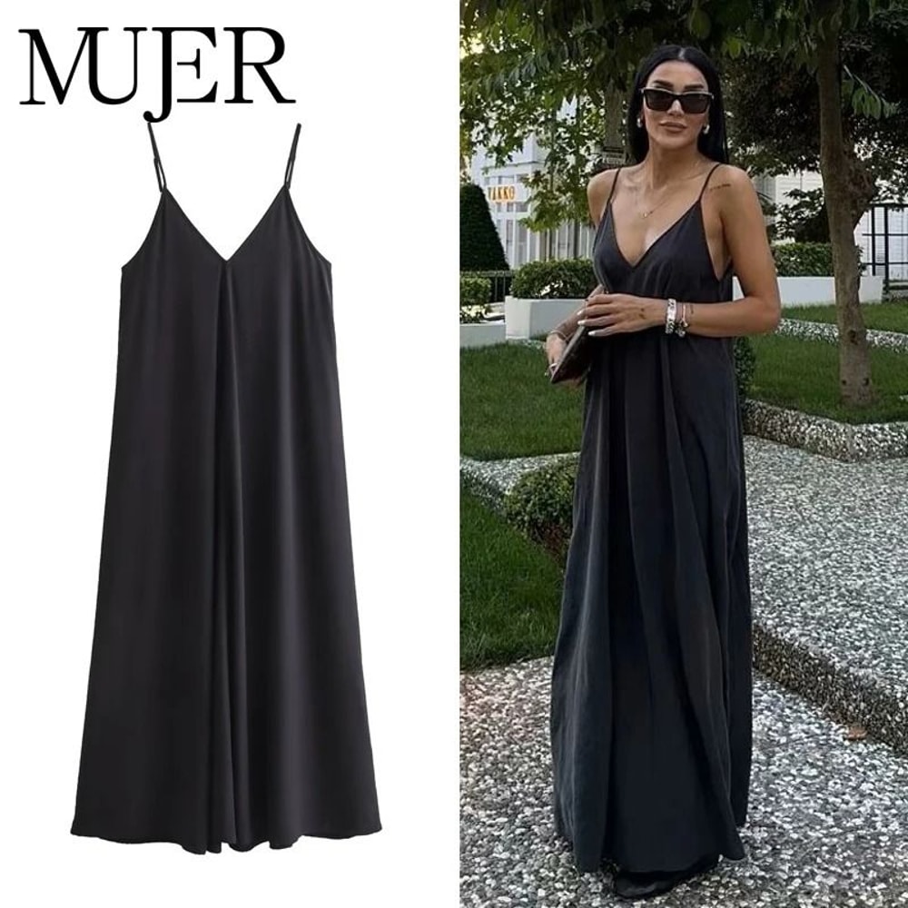 MUJER Black Slip Red Draped Backless Maxi Dress 0