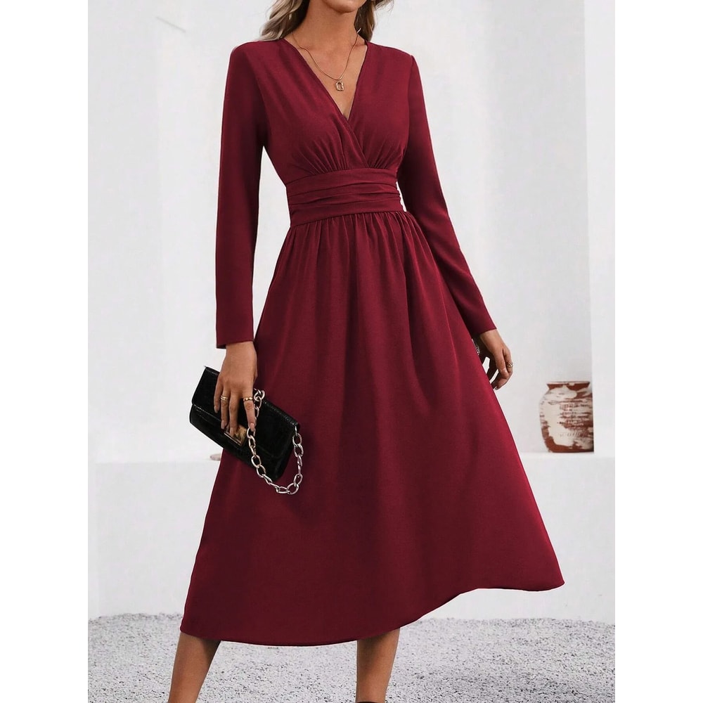 Elegant Overlap VNeck Knit Bodycon Maxi Dress 2