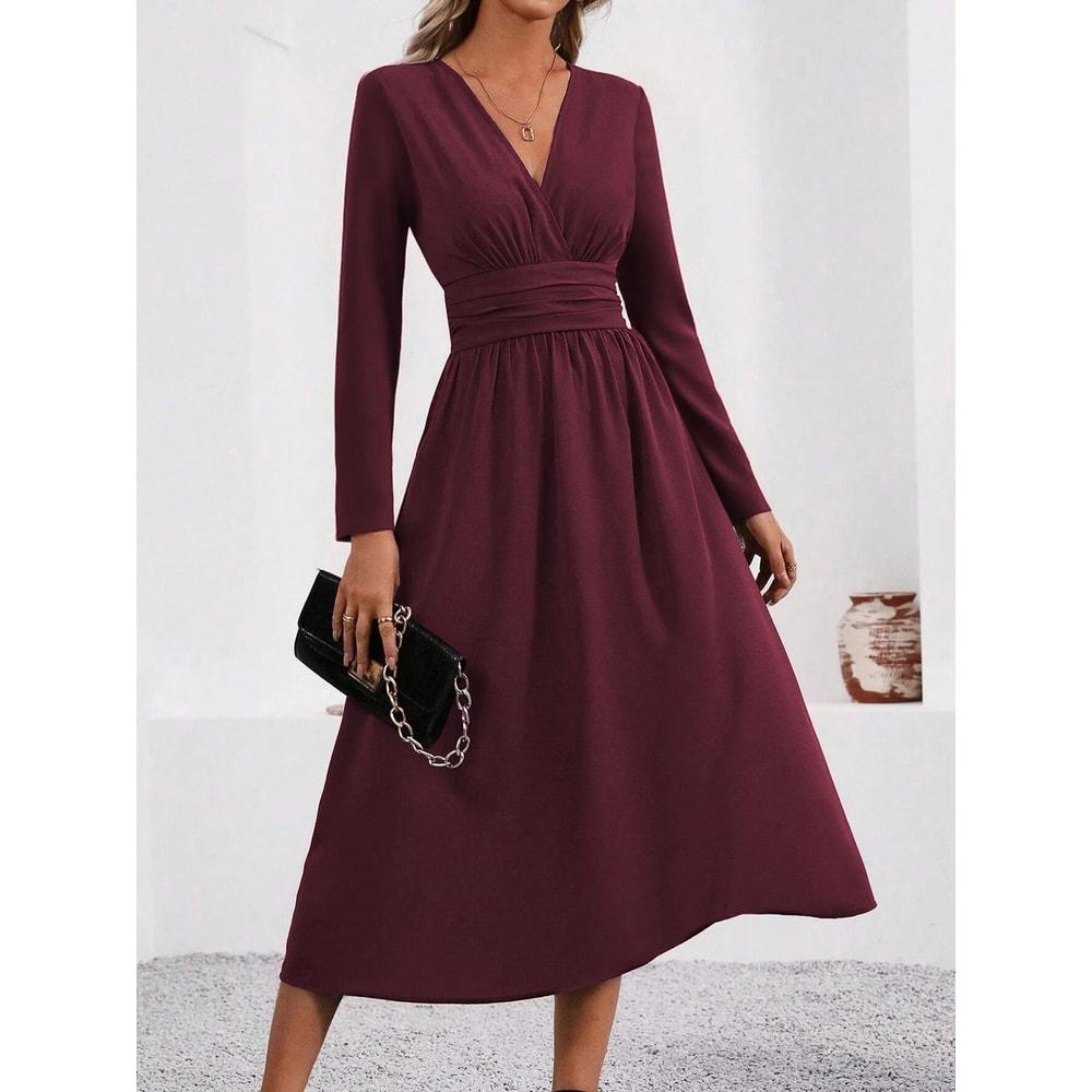 Elegant Overlap VNeck Knit Bodycon Maxi Dress 5