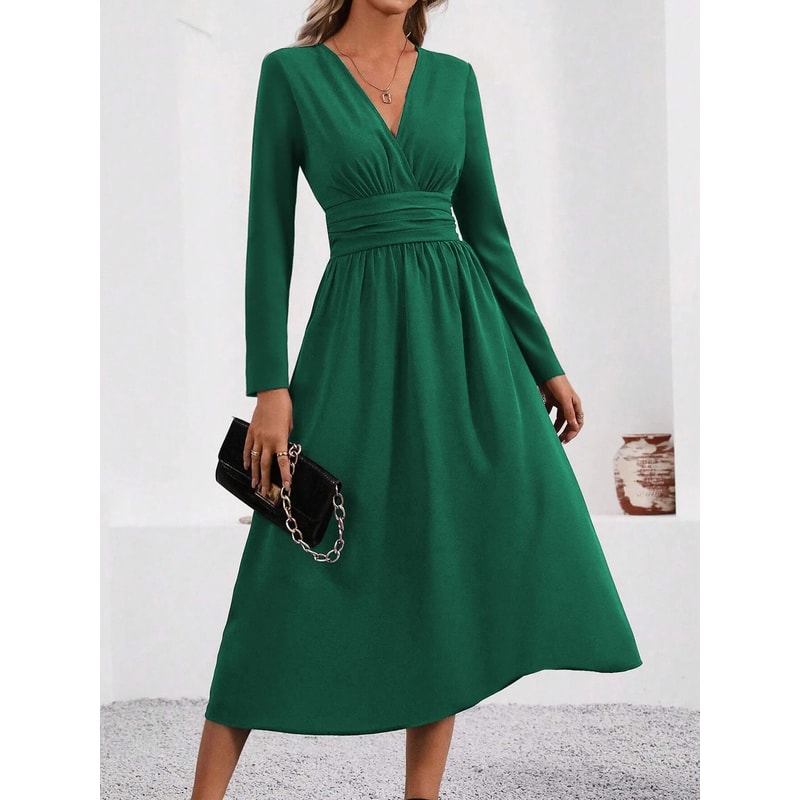 Elegant Overlap VNeck Knit Bodycon Maxi Dress 7