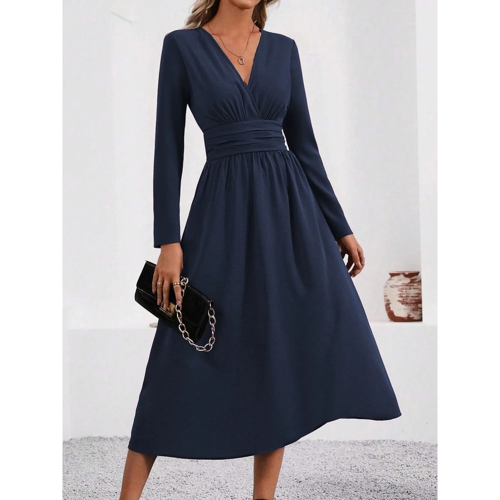Elegant Overlap VNeck Knit Bodycon Maxi Dress 8