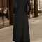 Womens Elegant Solid Long Sleeve Shirt Maxi Dress With Pockets 1