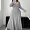 Plus Size Pure Color Elegant ALine Draped Maxi Dress 0