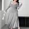 Plus Size Pure Color Elegant ALine Draped Maxi Dress 2
