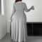 Plus Size Pure Color Elegant ALine Draped Maxi Dress 3