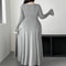Plus Size Pure Color Elegant ALine Draped Maxi Dress 3