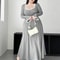 Plus Size Pure Color Elegant ALine Draped Maxi Dress 5