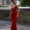 Nibber Red Shiny Spaghetti Strap BodyShaping Maxi Dress 2