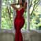 Nibber Red Shiny Spaghetti Strap BodyShaping Maxi Dress 4