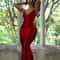 Nibber Red Shiny Spaghetti Strap BodyShaping Maxi Dress 8