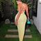 Kliou Solid Ruched Spaghetti Strap Bandage Maxi Dress 1