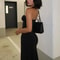 Hugcitar Black Strapless Long Sleeve Bodycon Maxi Dress 1