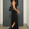 Hugcitar Black Strapless Long Sleeve Bodycon Maxi Dress 2