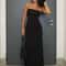 Hugcitar Black Strapless Long Sleeve Bodycon Maxi Dress 6