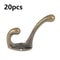 1020 Pcs Wall Mounted Dual Coat Hooks Bronze Vintage Style 7
