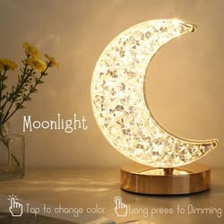 bedroom crystal touch dimming 3d moon lamp